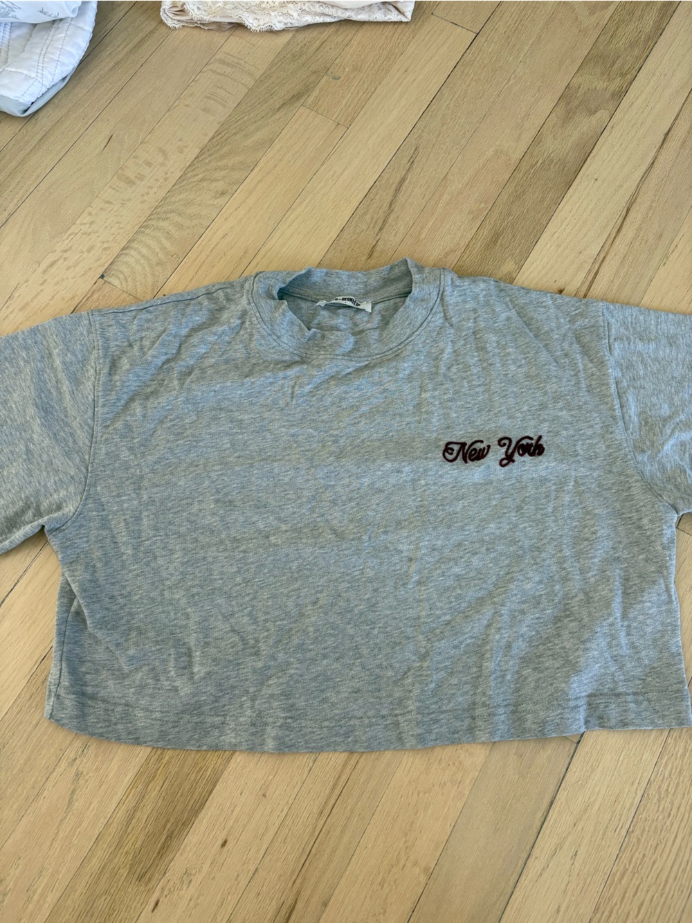 Classic Grey Women's Crewneck Tee with Script Accent